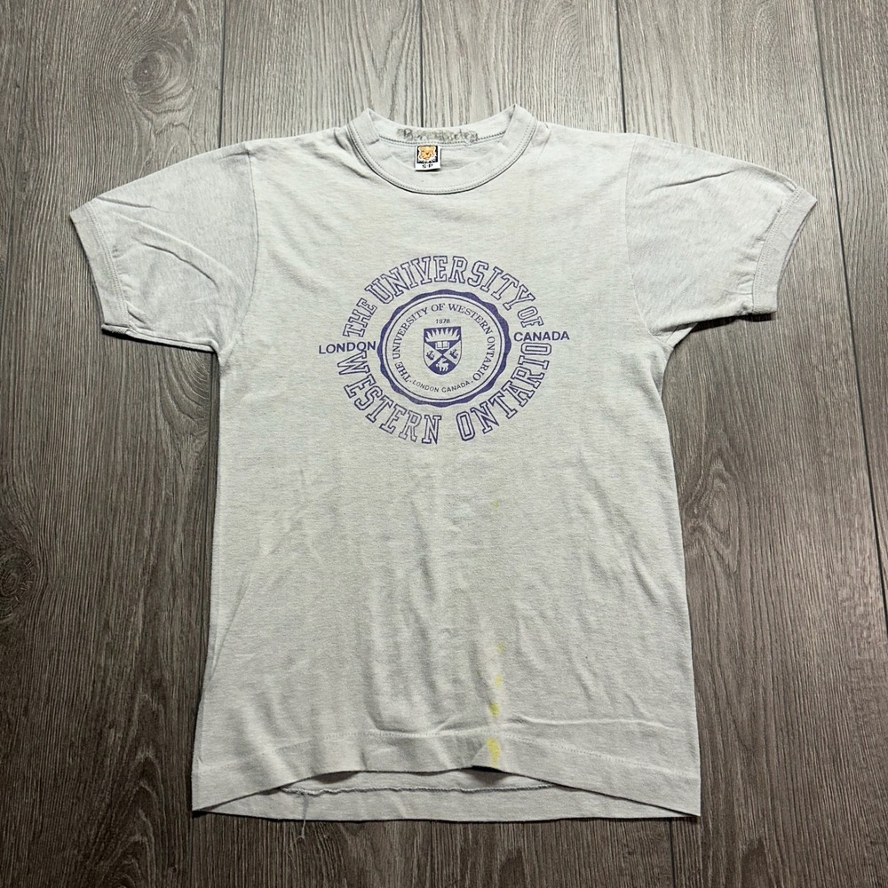 Vintage 1980s University of Western Ontario T-Shirt Heather Grey Small UWO